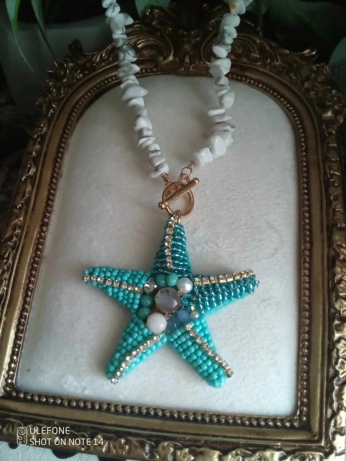 Collier pierres howlite et étoile avec pierres de labradorite et pierre de lune – photo 4